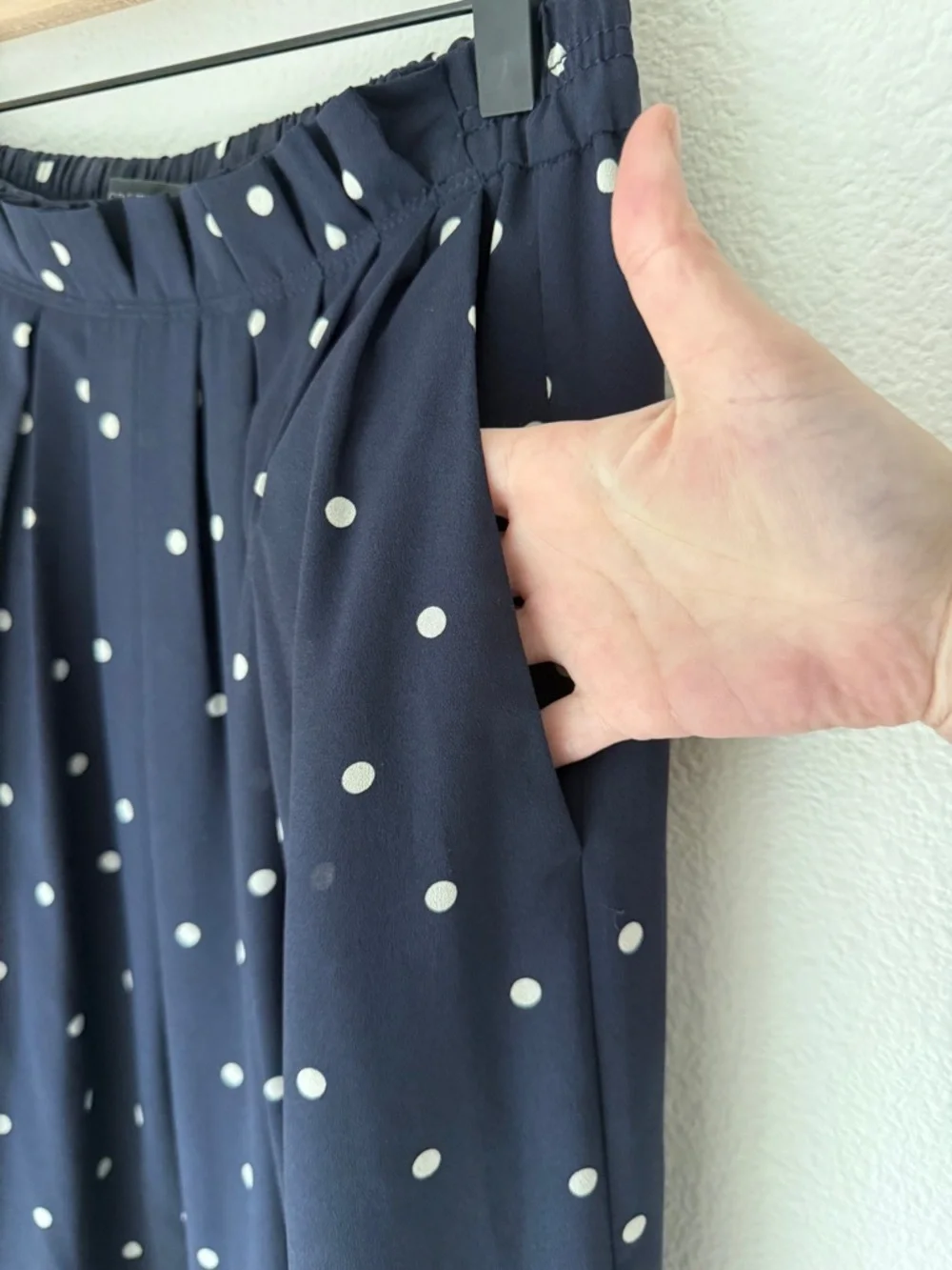 J.Crew Navy Polka Dot Stretch-Waist Midi Skirt - 4 - Like New